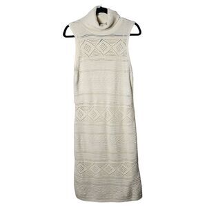 Lauren Ralph Lauren L‎ Petite Ivory Midi Sweater Dress Cashmere  Open Knit Lined